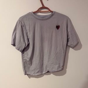 Light Purple Embroidered Heart T Shirt